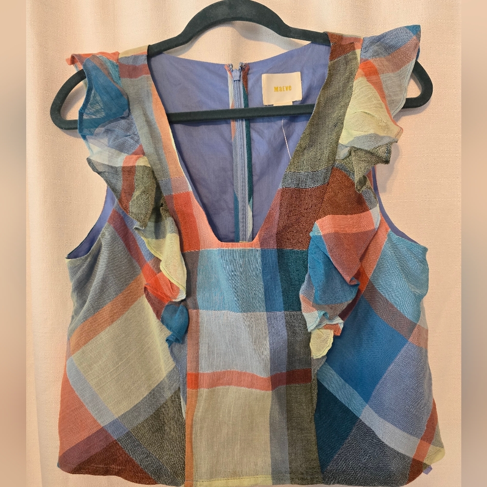 Anthropologie Multicolor Plaid Blouse